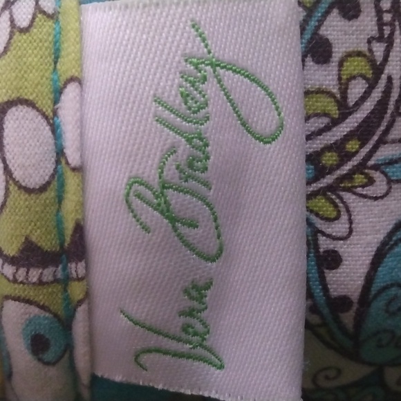 Vera Bradley Small Aqua/White/Green Handbag/Purse - Picture 10 of 12